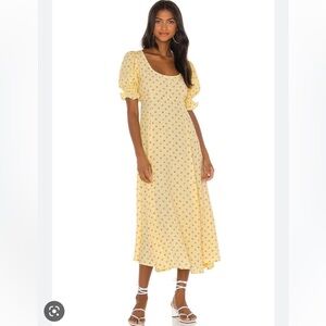 Faithfull the Brand Cottagecore Floral Linnie Bette Puff Sleeve Midi Dress